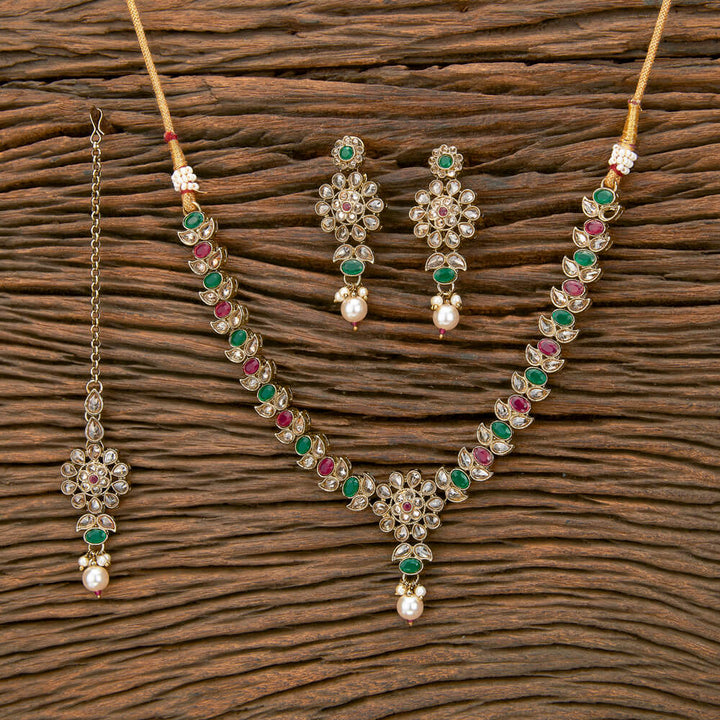 Antique Delicate Necklace With Mehndi Plating 220042