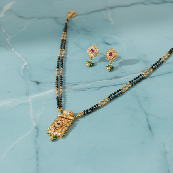 220088 Antique Classic Mangalsutra With Gold Plating