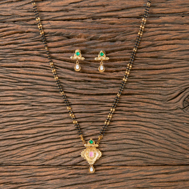 Antique Delicate Mangalsutra With Matte Gold Plating 220089