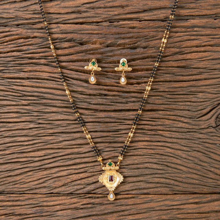 Antique Delicate Mangalsutra With Matte Gold Plating 220089