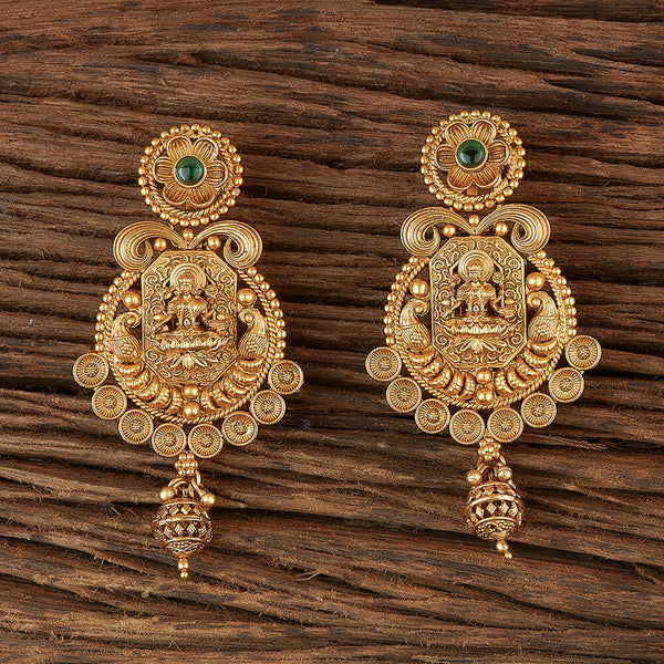 Antique Temple Earring With Matte Gold Plating 220102