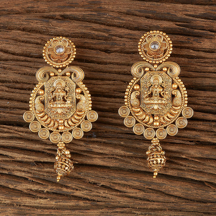 Antique Temple Earring With Matte Gold Plating 220102