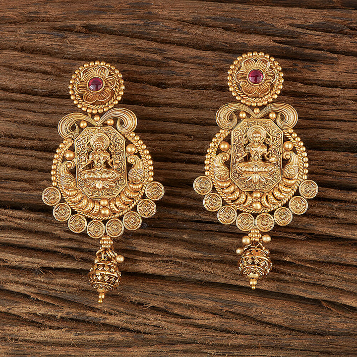 Antique Temple Earring With Matte Gold Plating 220102