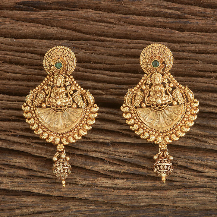 Antique Temple Earring With Matte Gold Plating 220103