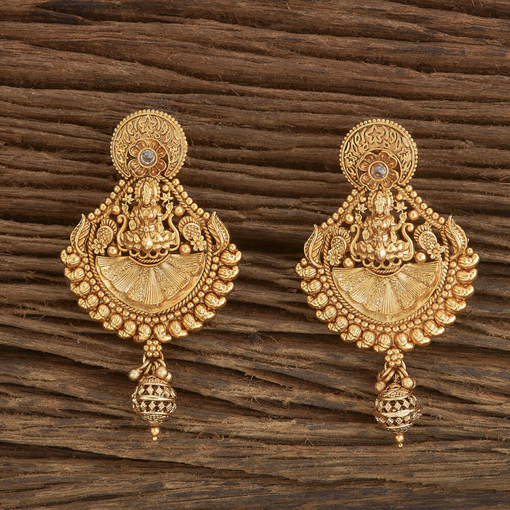 Antique Temple Earring With Matte Gold Plating 220103