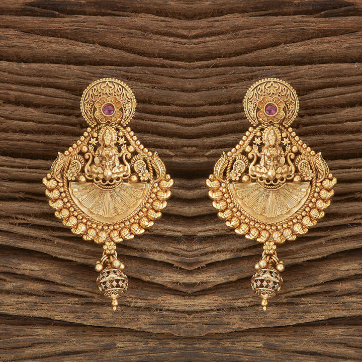 Antique Temple Earring With Matte Gold Plating 220103