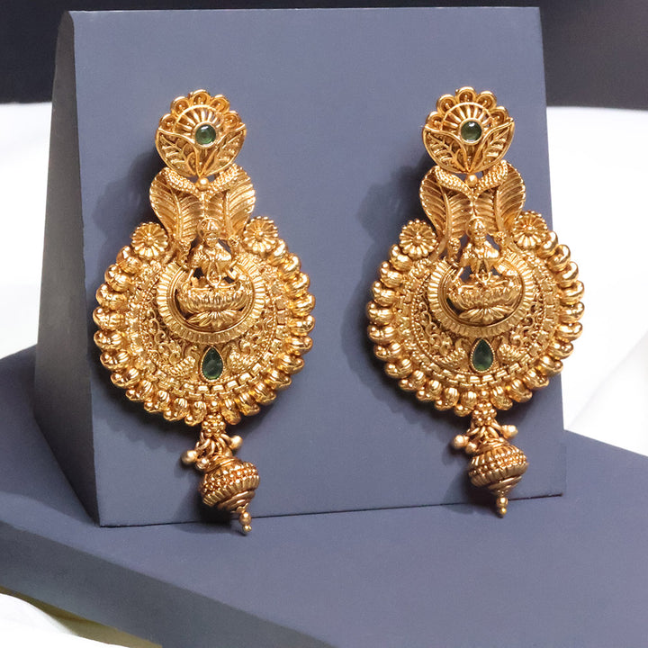 Antique South Indian Earring With Matte Gold Plating 220104