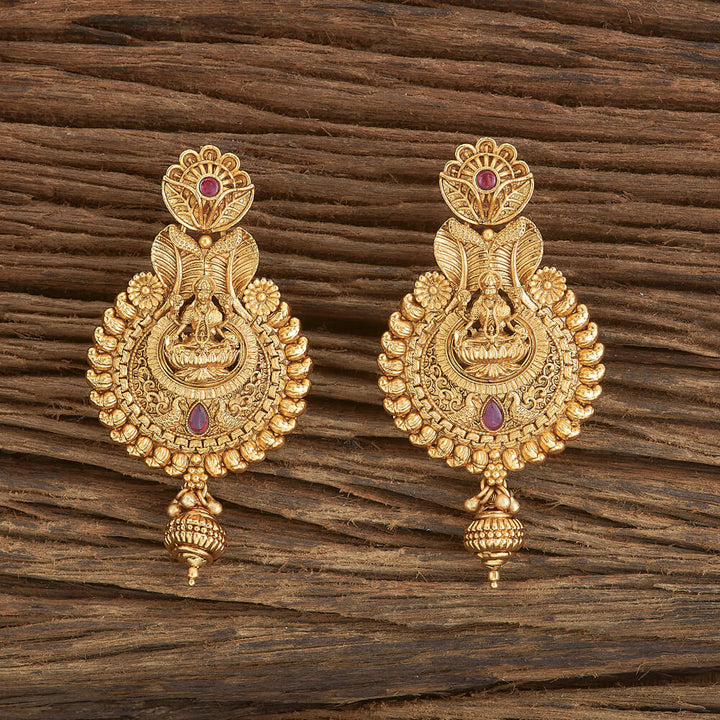 Antique South Indian Earring With Matte Gold Plating 220104