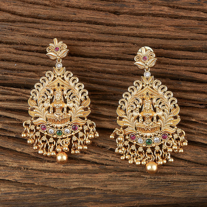 Antique South Indian Earring With Matte Gold Plating 220115