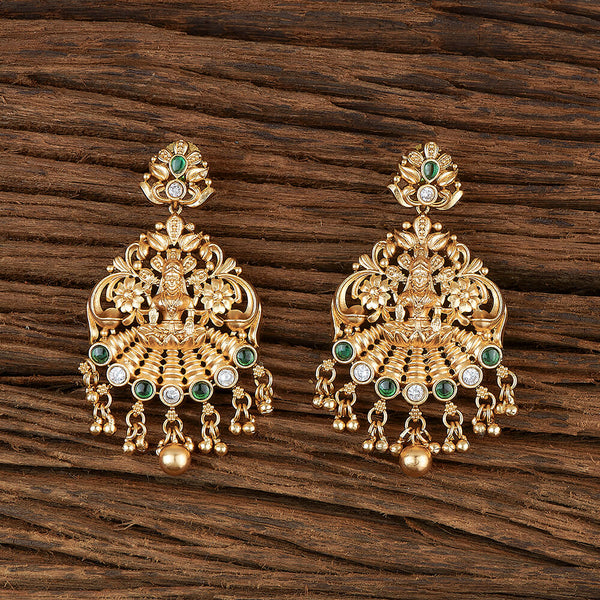 Antique Temple Earring With Matte Gold Plating 220117