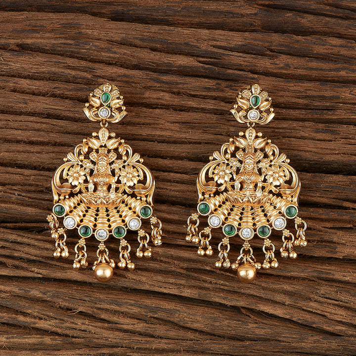 Antique Temple Earring With Matte Gold Plating 220117