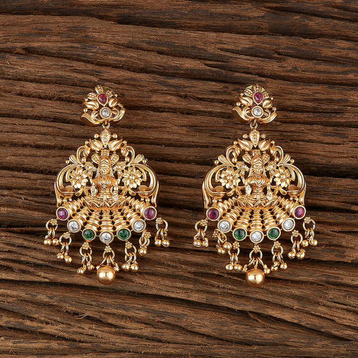 Antique Temple Earring With Matte Gold Plating 220117