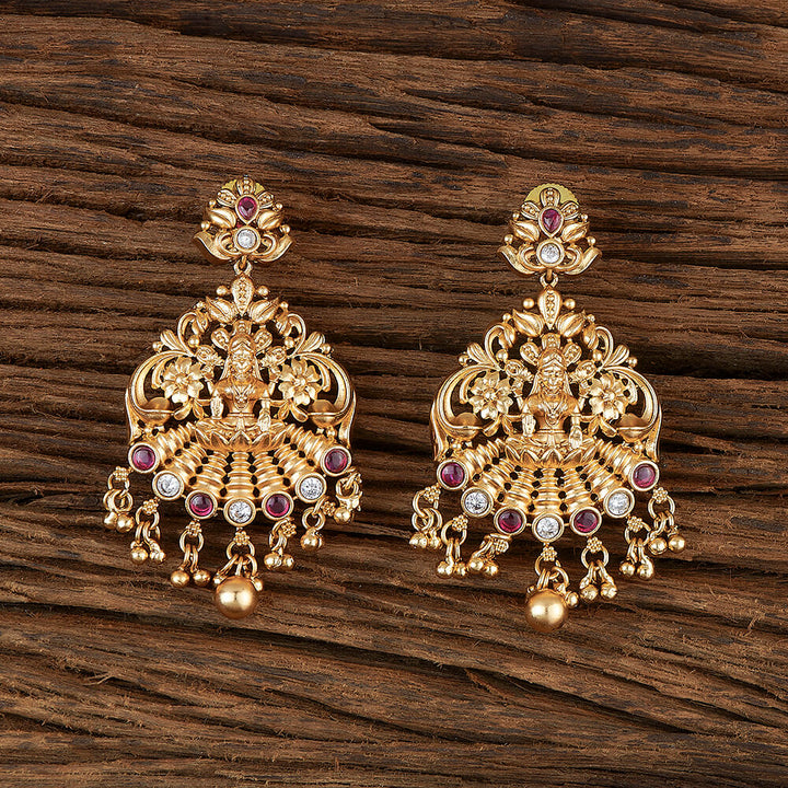 Antique Temple Earring With Matte Gold Plating 220117