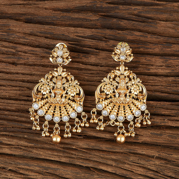 Antique Temple Earring With Matte Gold Plating 220117