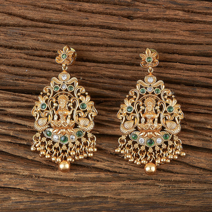 Antique Temple Earring With Matte Gold Plating 220118