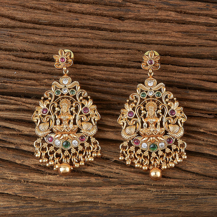 Antique Temple Earring With Matte Gold Plating 220118