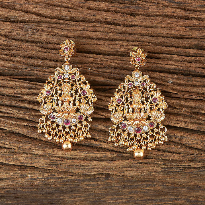 Antique Temple Earring With Matte Gold Plating 220118