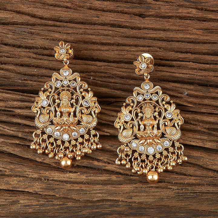 Antique Temple Earring With Matte Gold Plating 220118