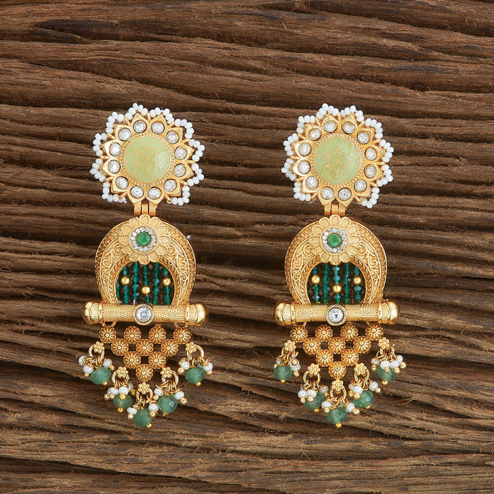 Antique Moti Earring With Matte Gold Plating 220200