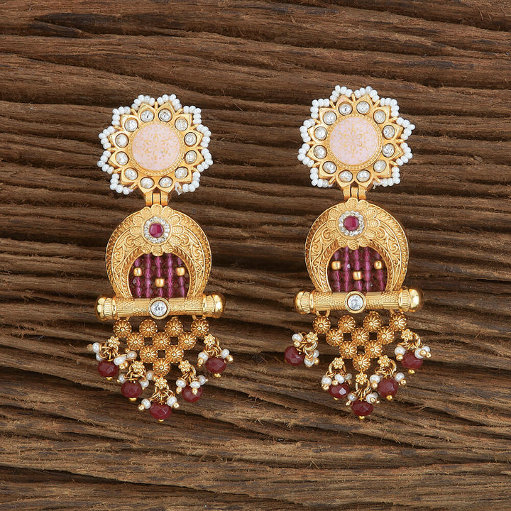 Antique Moti Earring With Matte Gold Plating 220200