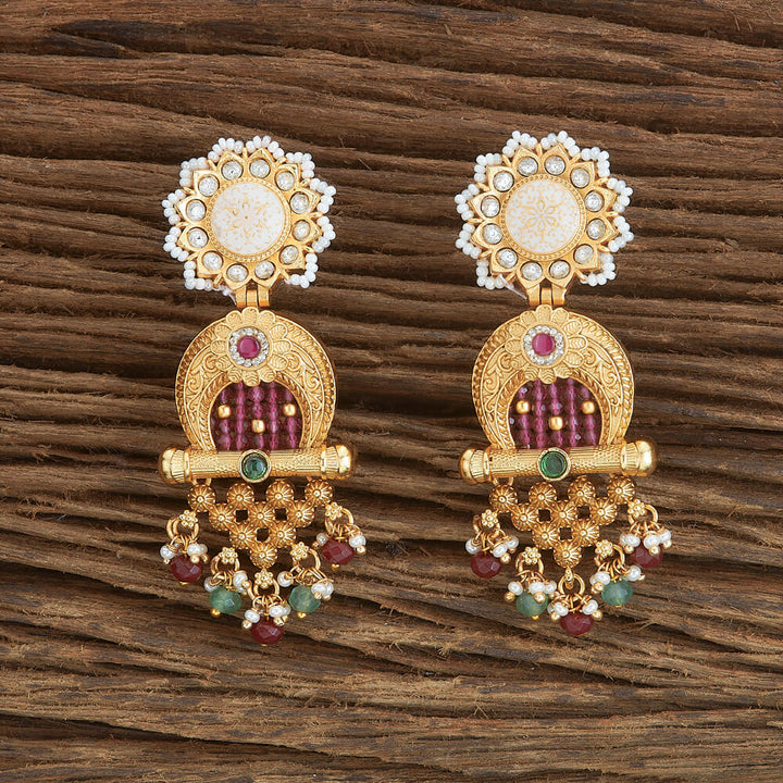 Antique Moti Earring With Matte Gold Plating 220200