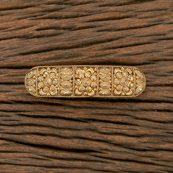 220216 Antique Plain Gold Hair Clip With Gold Plating