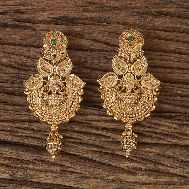 Antique Temple Earring With Matte Gold Plating 220237