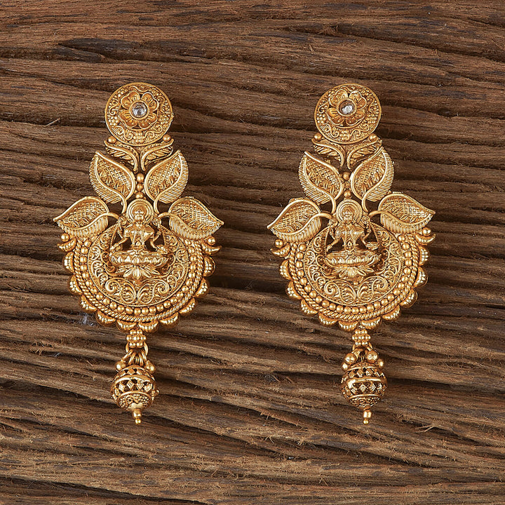 Antique Temple Earring With Matte Gold Plating 220237