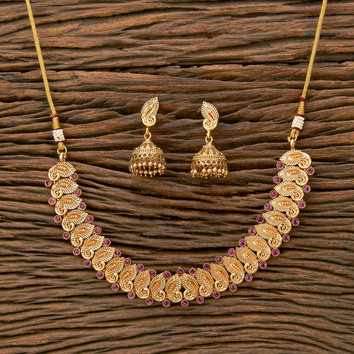 Antique Classic Necklace With Matte Gold Plating 220256