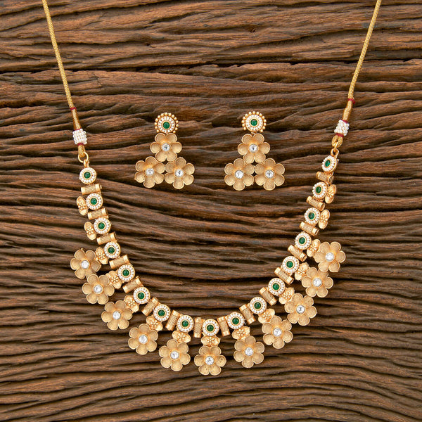 Antique Delicate Necklace With Matte Gold Plating 220281