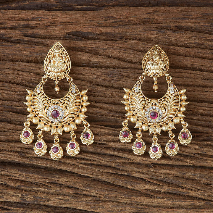 Antique Temple Earring With Matte Gold Plating 220290