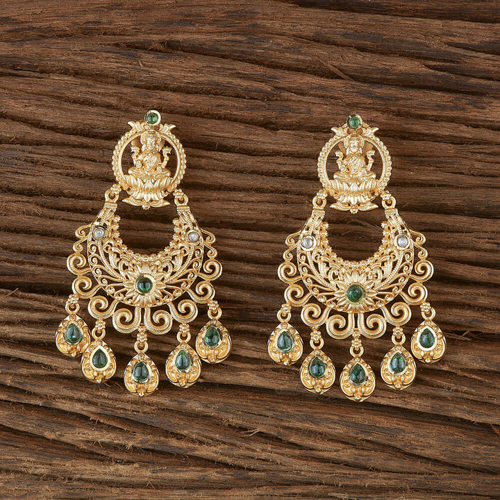 Antique Temple Earring With Matte Gold Plating 220295