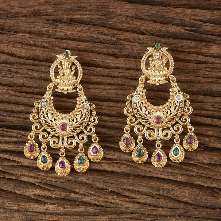 Antique Temple Earring With Matte Gold Plating 220295