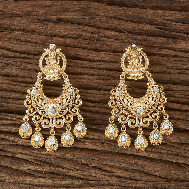 Antique Temple Earring With Matte Gold Plating 220295