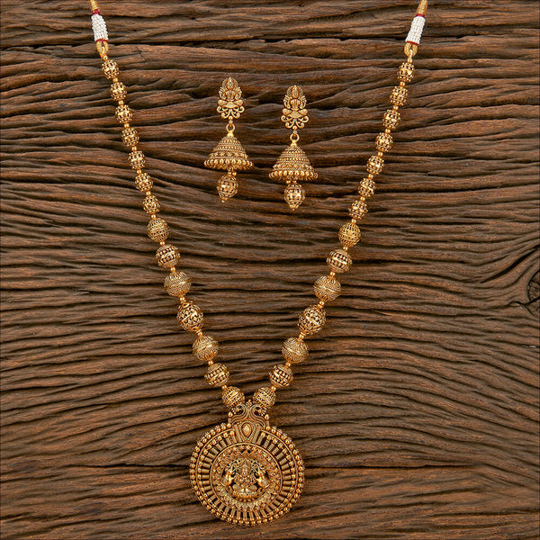 Antique Temple Pendant Set With Matte Gold Plating 220303