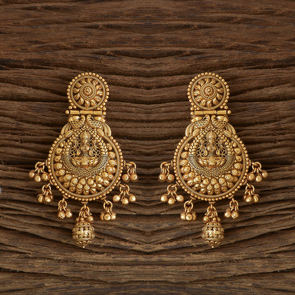 Antique Temple Earring With Matte Gold Plating 220306