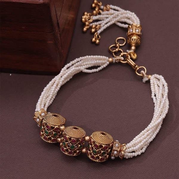 Antique Adjustable Bracelet With Gold Plating 220370