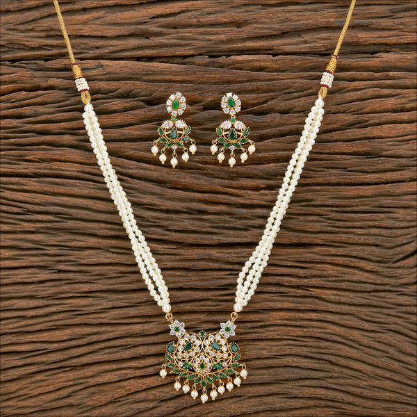 Antique Mala Pendant Set With Gold Plating 220412