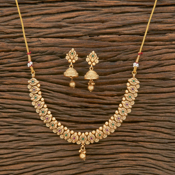 Antique Classic Necklace With Matte Gold Plating 220539