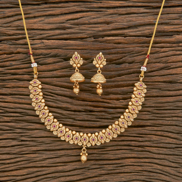 Antique Classic Necklace With Matte Gold Plating 220539