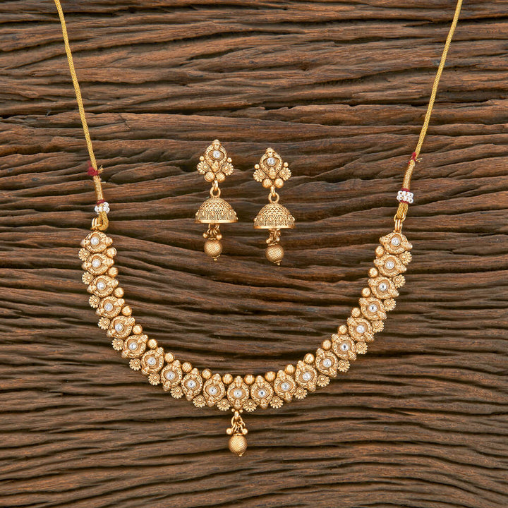 Antique Classic Necklace With Matte Gold Plating 220539