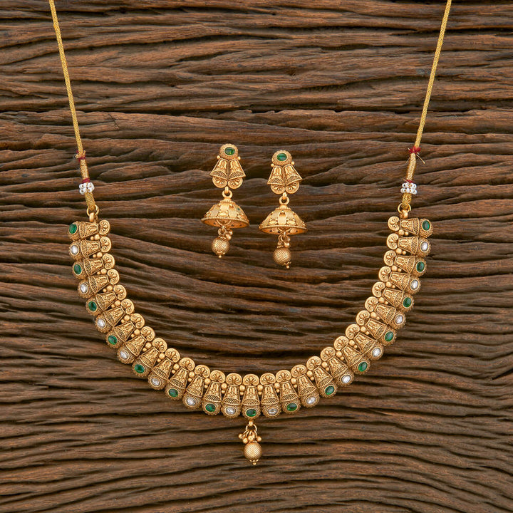 Antique Classic Necklace With Matte Gold Plating 220540