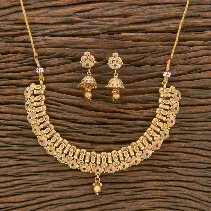 Antique Classic Necklace With Matte Gold Plating 220541