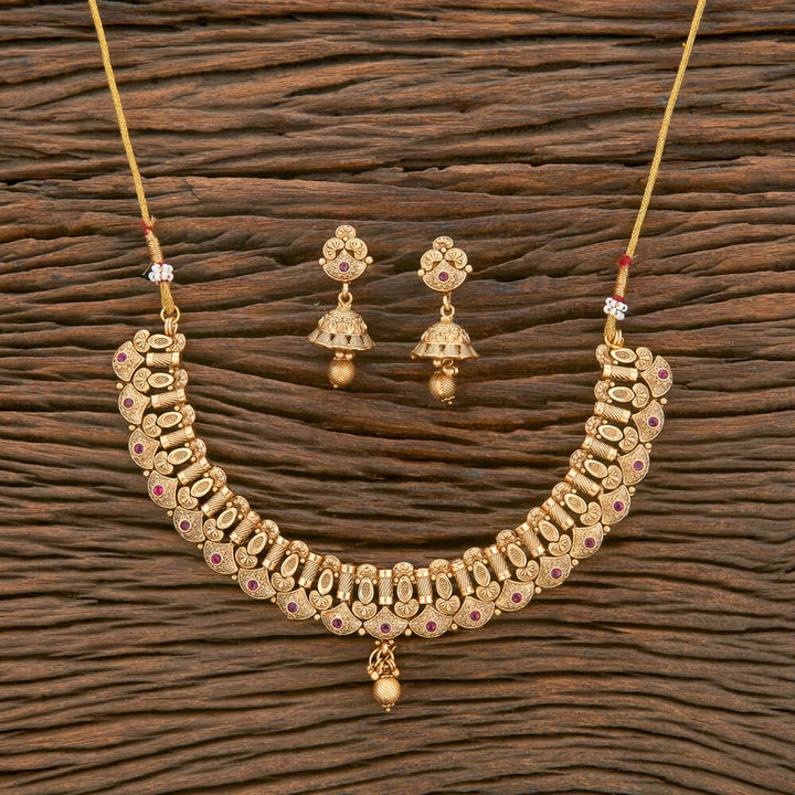 Antique Classic Necklace With Matte Gold Plating 220541