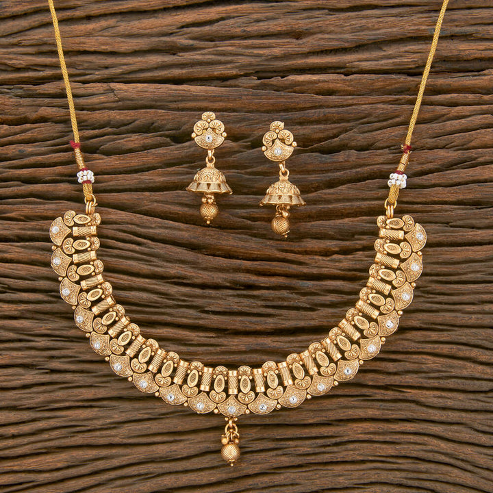 Antique Classic Necklace With Matte Gold Plating 220541