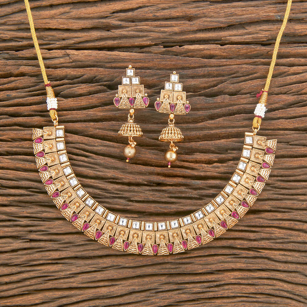 Antique Classic Necklace With Matte Gold Plating 220569