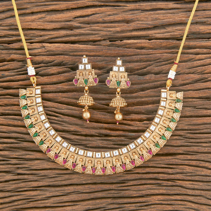 Antique Classic Necklace With Matte Gold Plating 220569