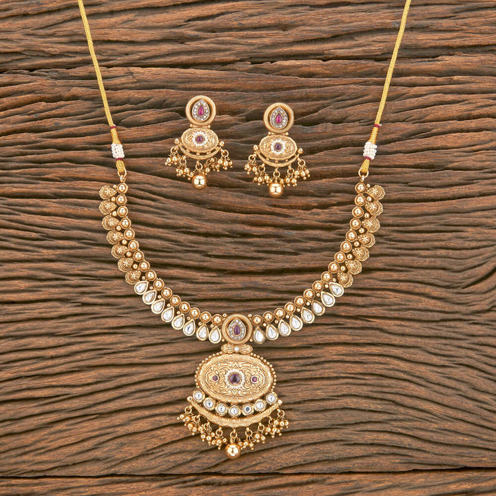 Antique Classic Necklace With Matte Gold Plating 220572