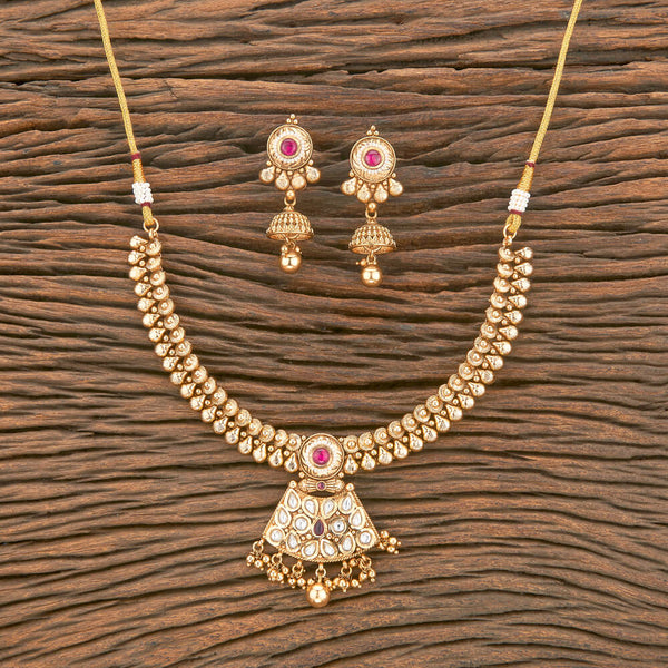 Antique Classic Necklace With Matte Gold Plating 220575