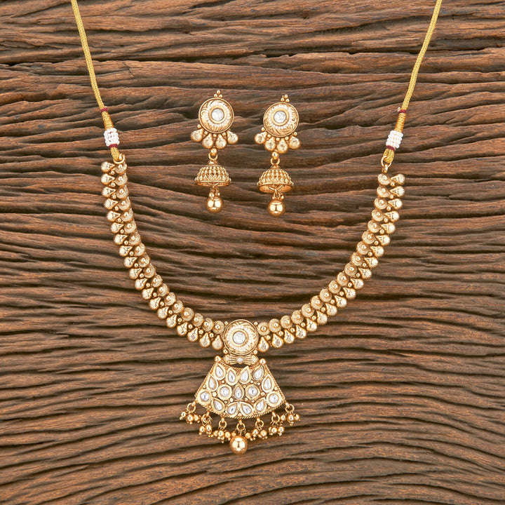 Antique Classic Necklace With Matte Gold Plating 220575